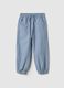 Regular fit azure pure cotton jogger trousers for children_0