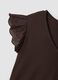 Brown stretch cotton T-shirt with ruffle sleeves, regular fit_5