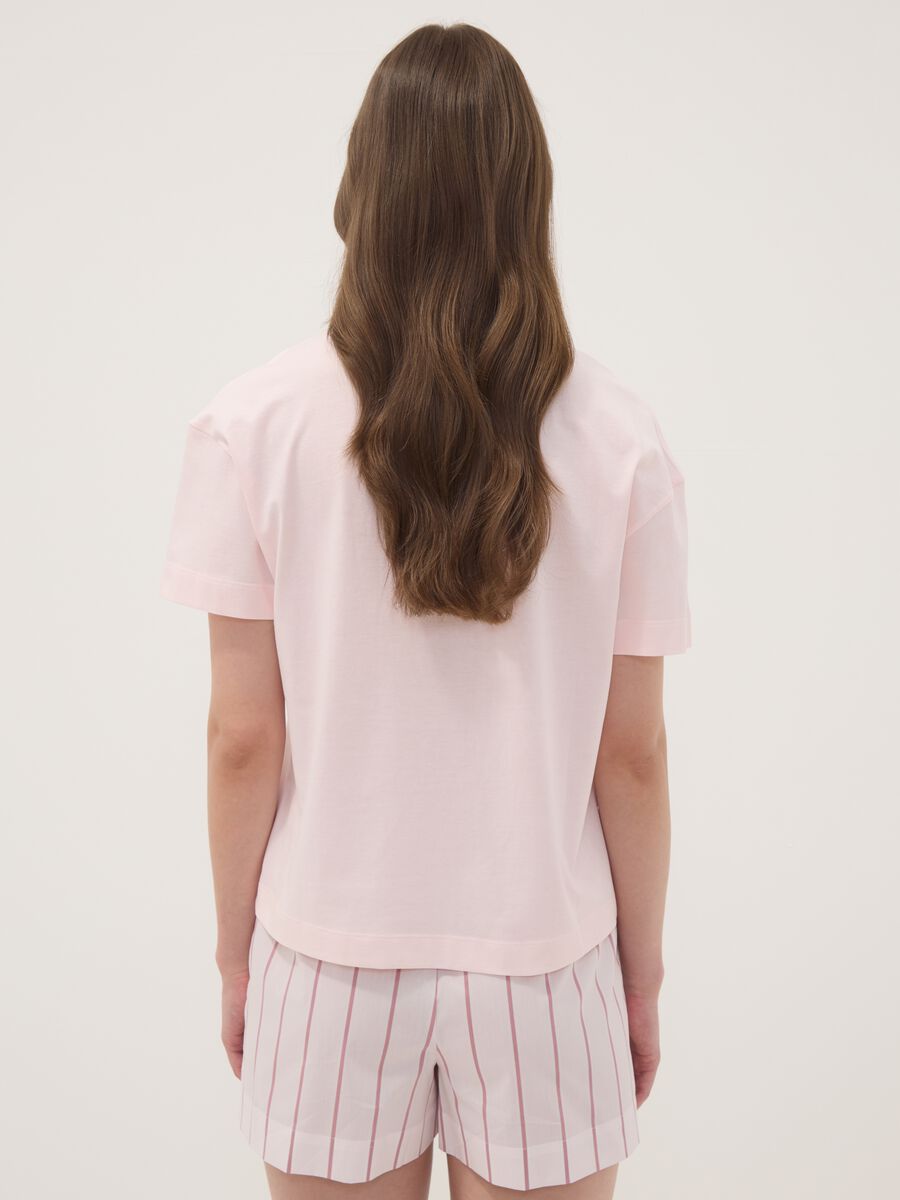 Pink organic cotton pyjama T-shirt with Mickey Mouse slogan_3