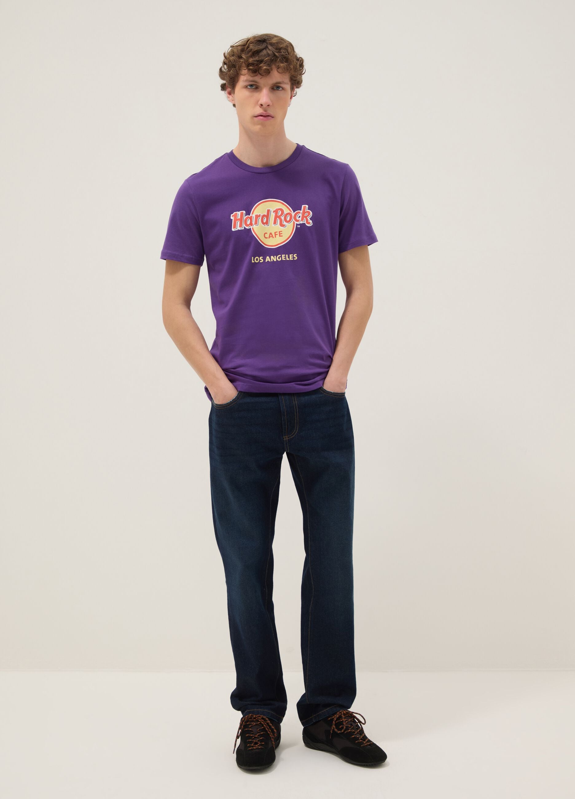Purple Hard Rock Cafe logo T-shirt in pure cotton, regular fit