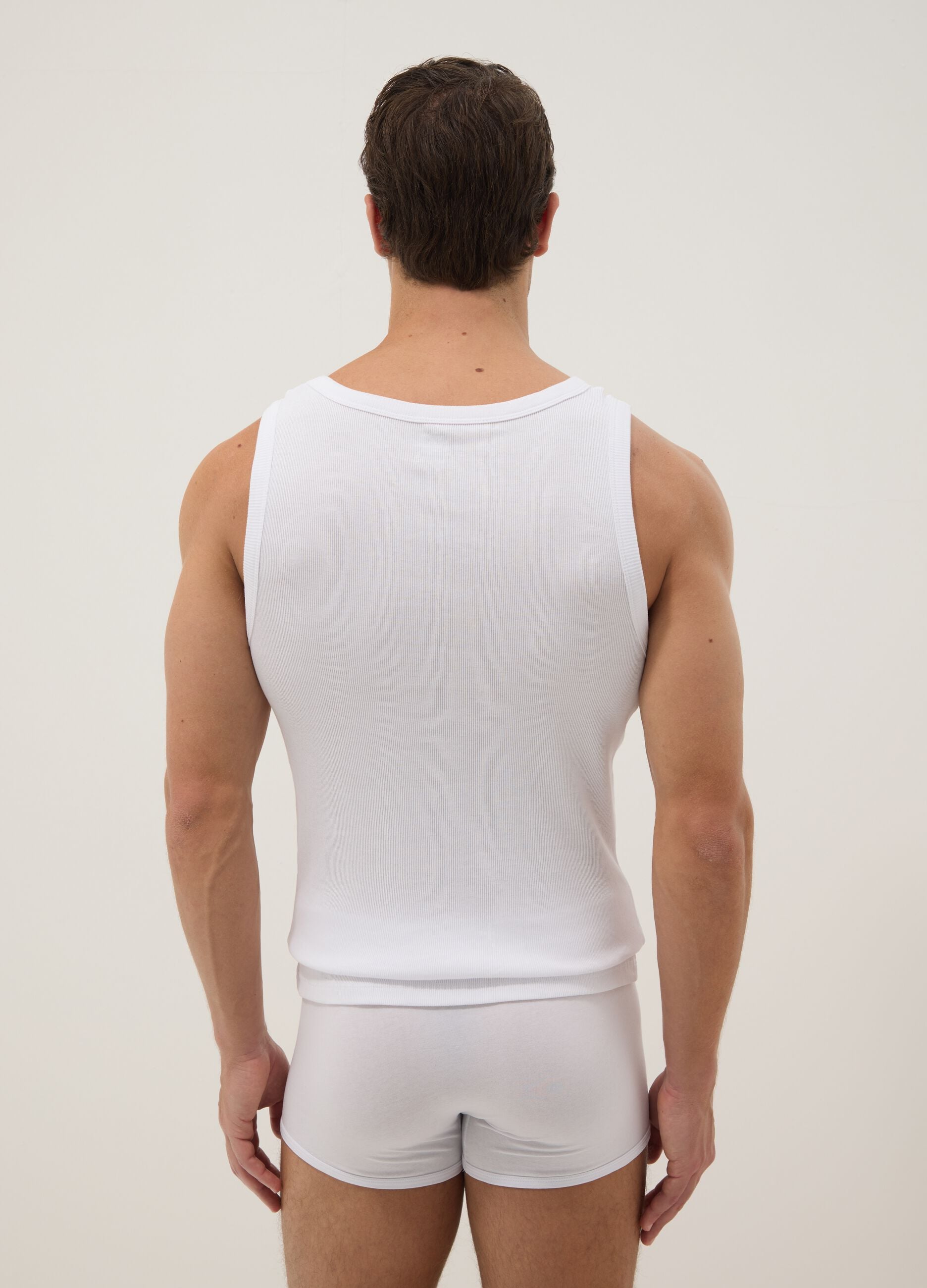White pure cotton tank top regular fit