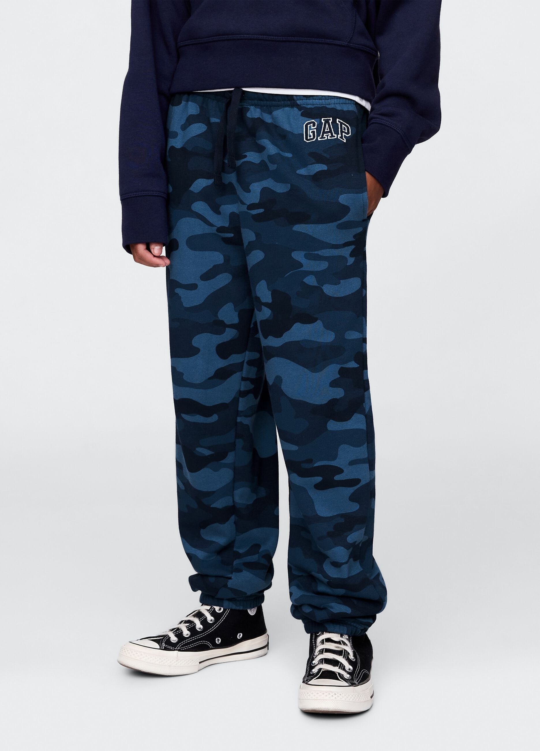Multicolour cotton blend slim fit camouflage trousers