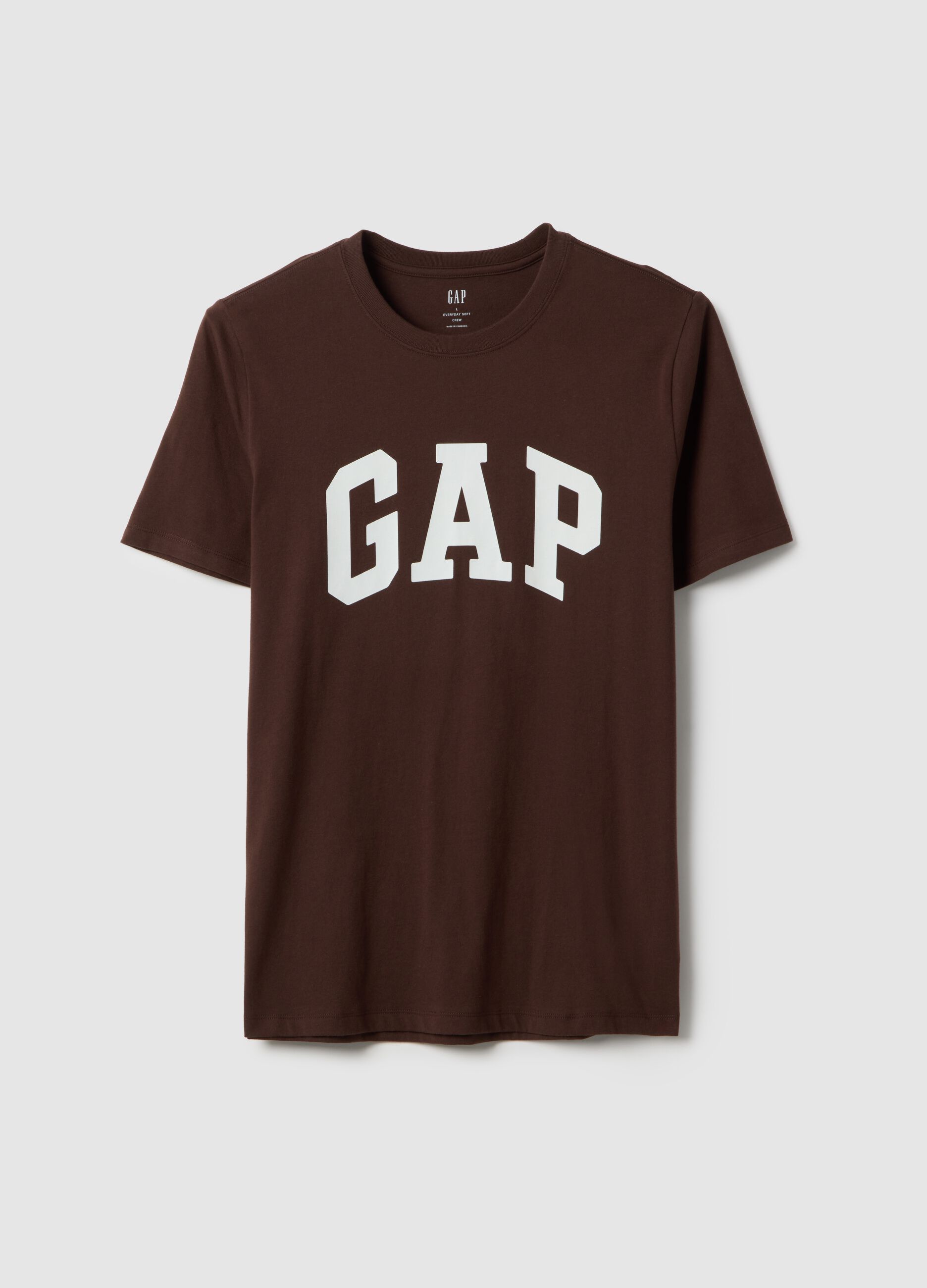 Brown short-sleeve T-shirt in pure cotton, regular fit with logo