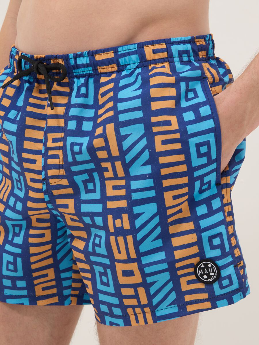 Multicolour geometric print swim shorts_3