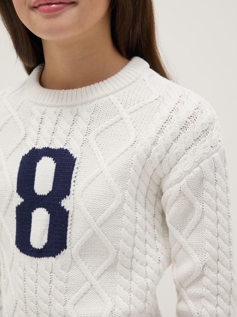 Girls' regular fit white pure cotton jumper with embroidery_2