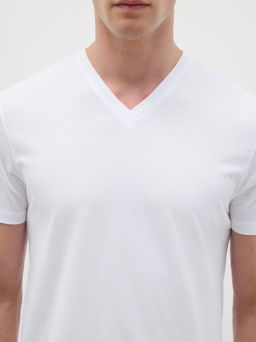 White pure organic cotton V-neck T-shirt_1