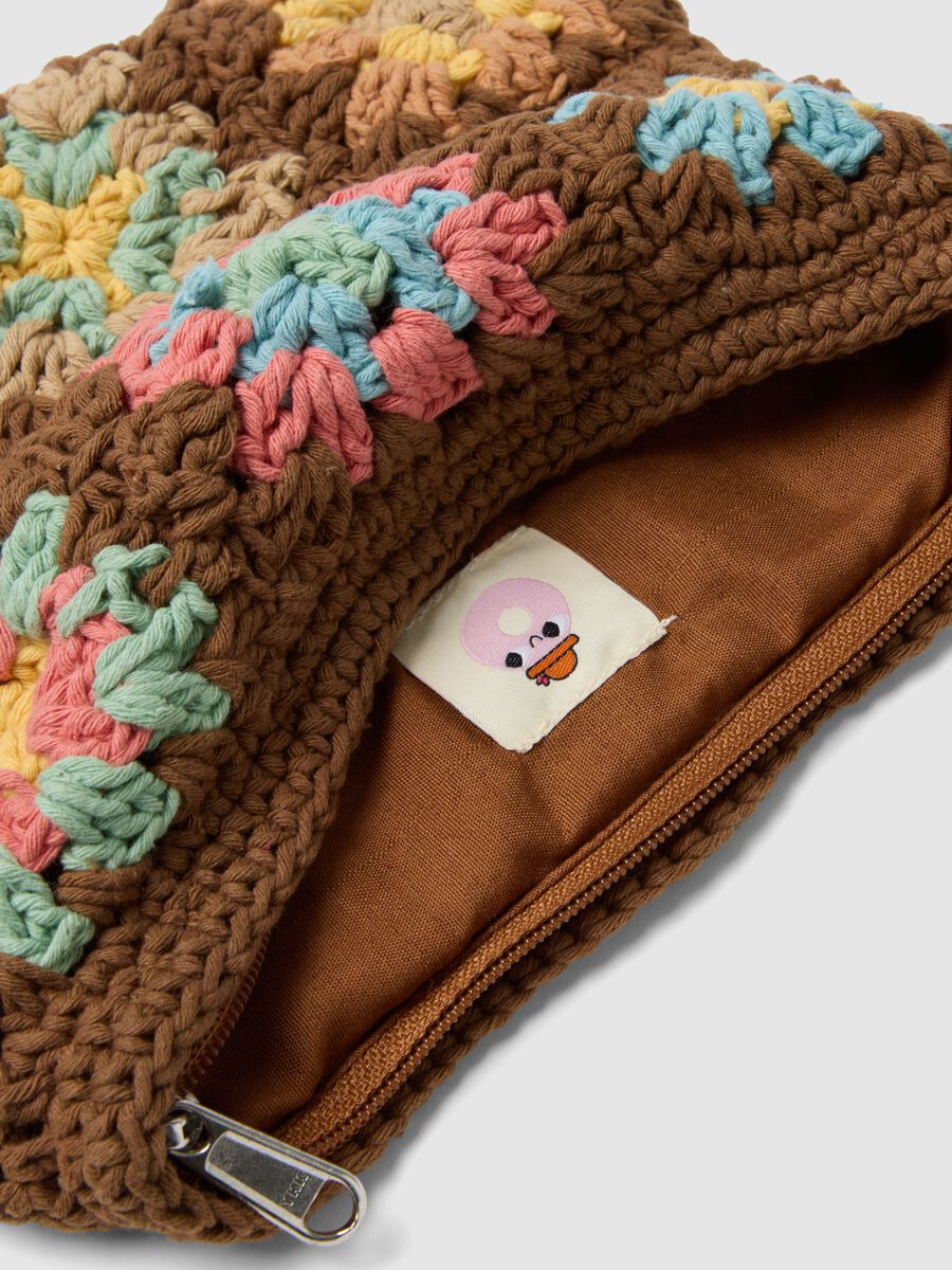 Pochette in misto cotone multicolor con crochet_2
