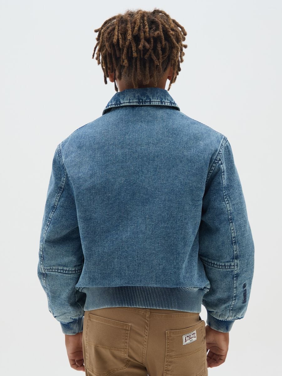 Boy's Denim Regular Fit Bomber Jacket_1