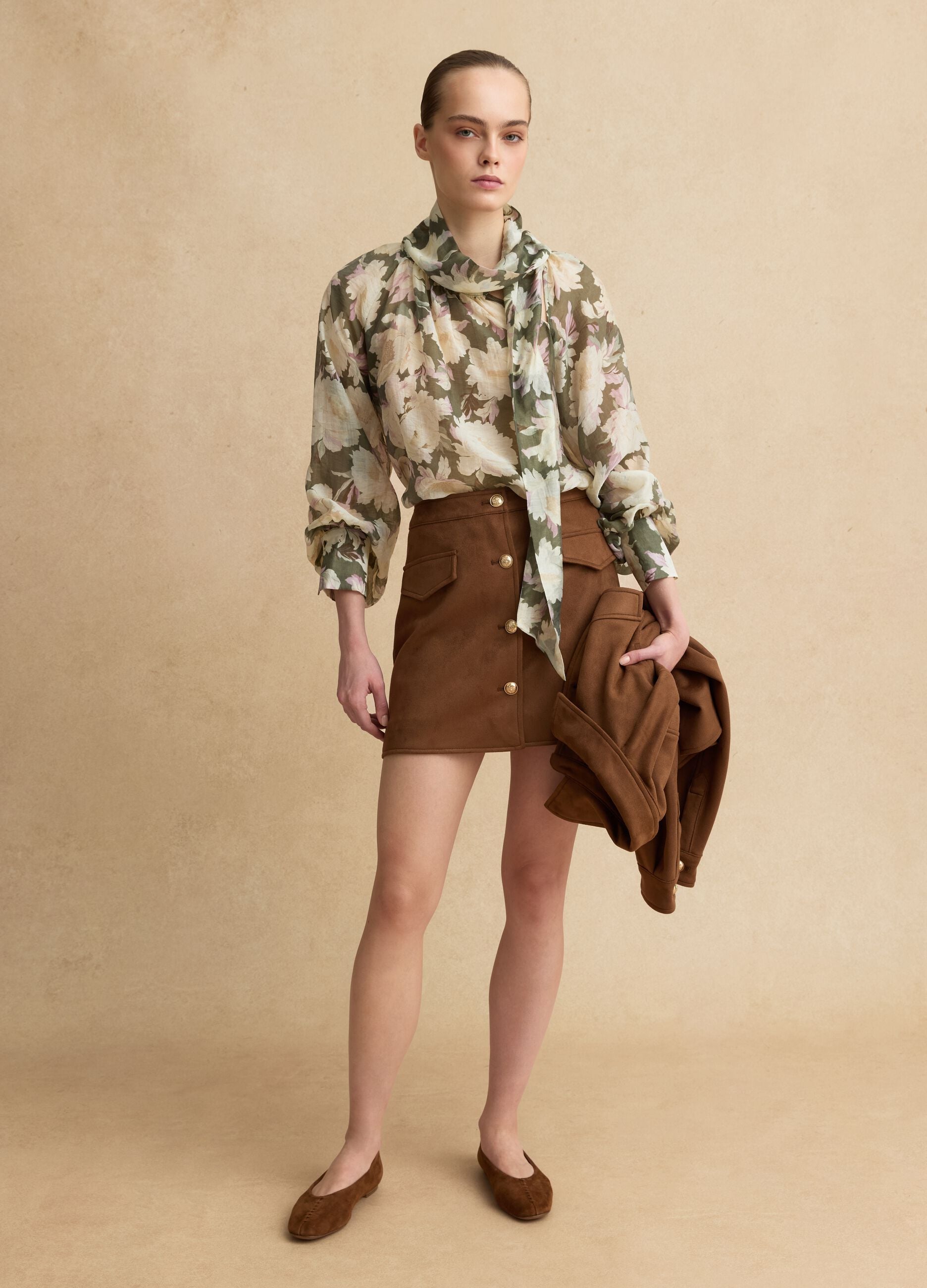 Multicoloured Lyocell blend regular fit shirt with floral patterns