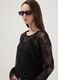 Black stretch blouse with sheer lace, regular fit_0