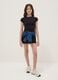 Girls&rsquo; black stretch cotton denim shorts, slim fit_0