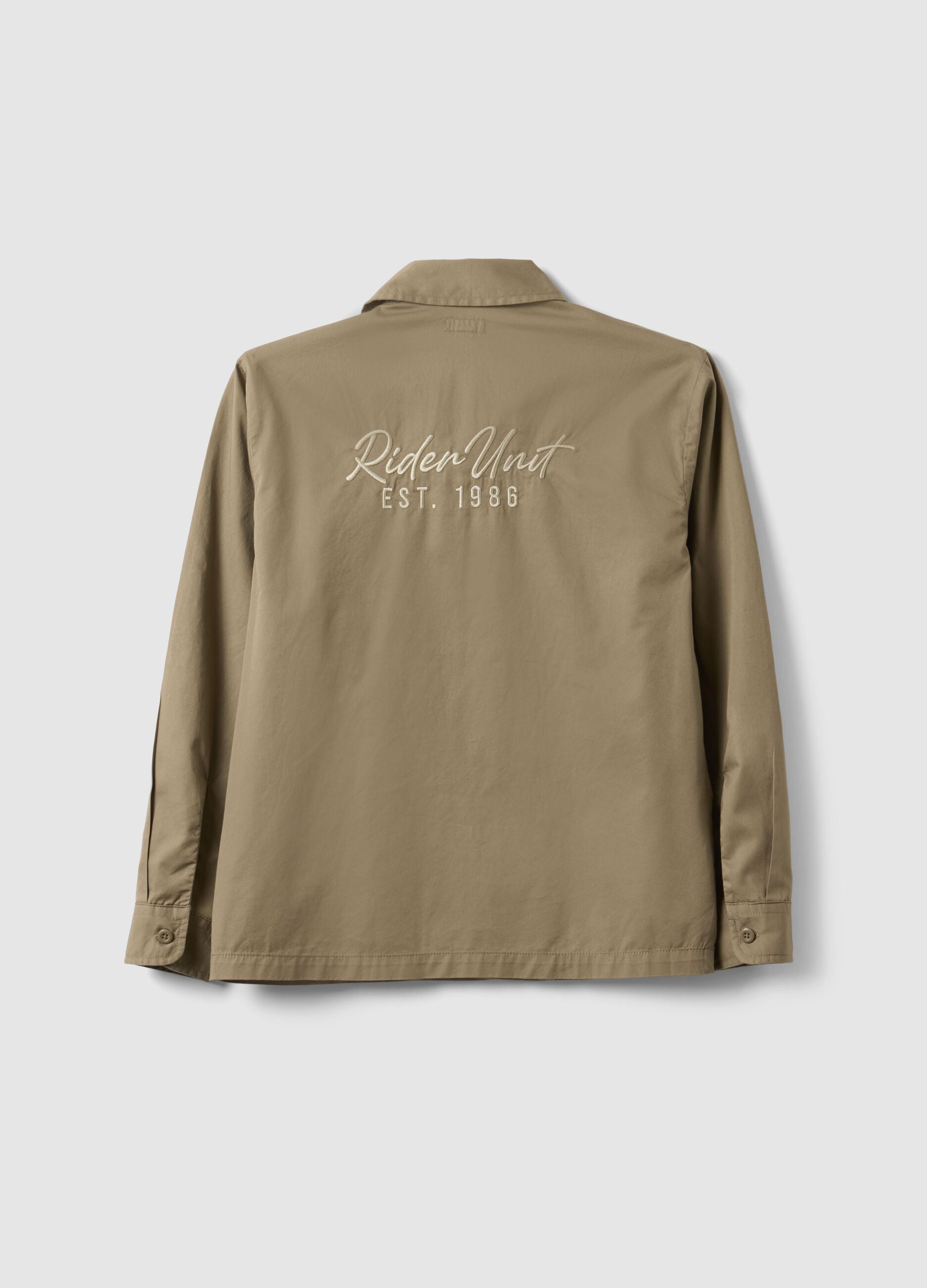 Boys' oversized fit beige pure cotton shirt