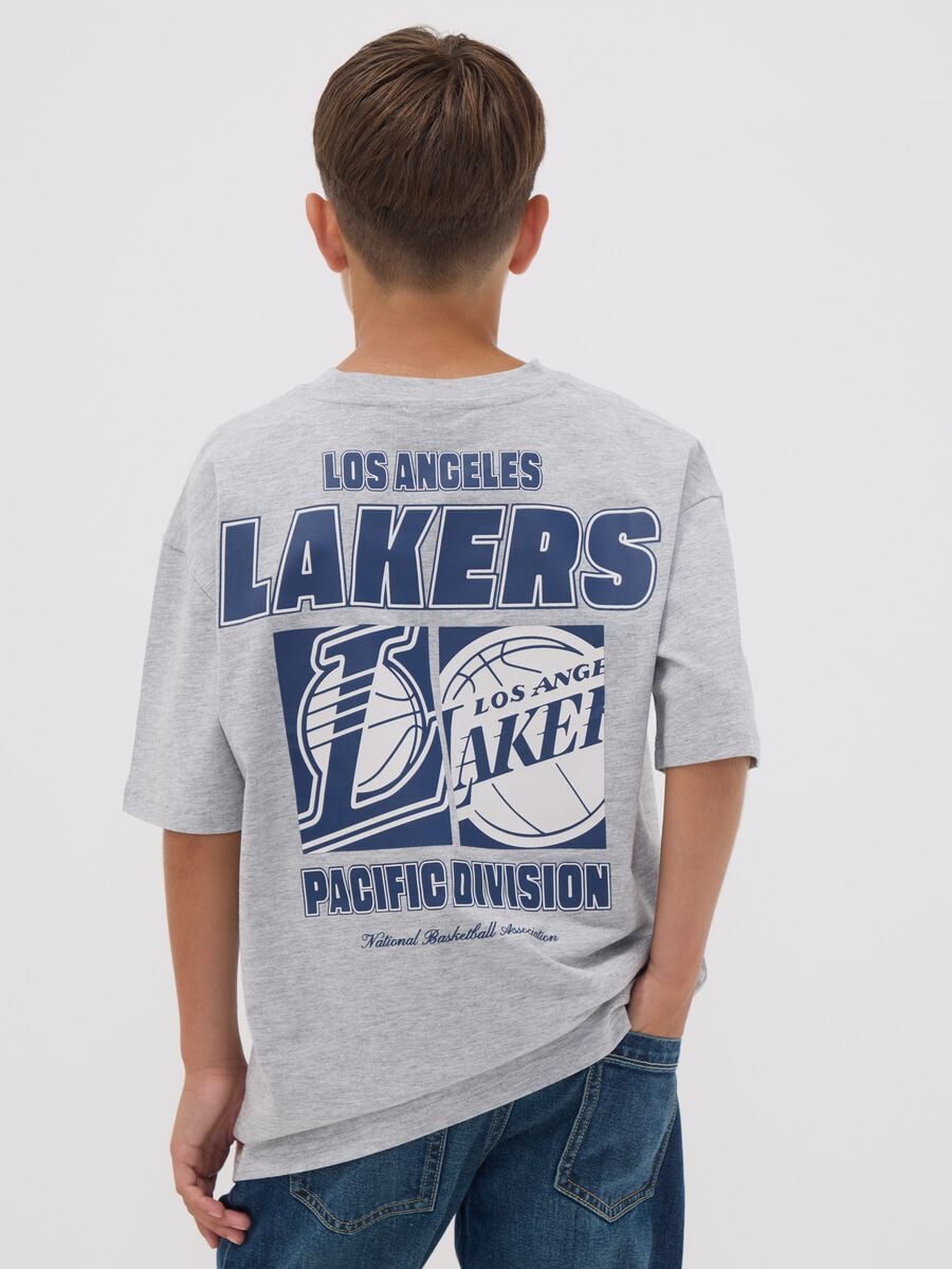 Grey pure cotton Lakers print T-shirt for boys_2