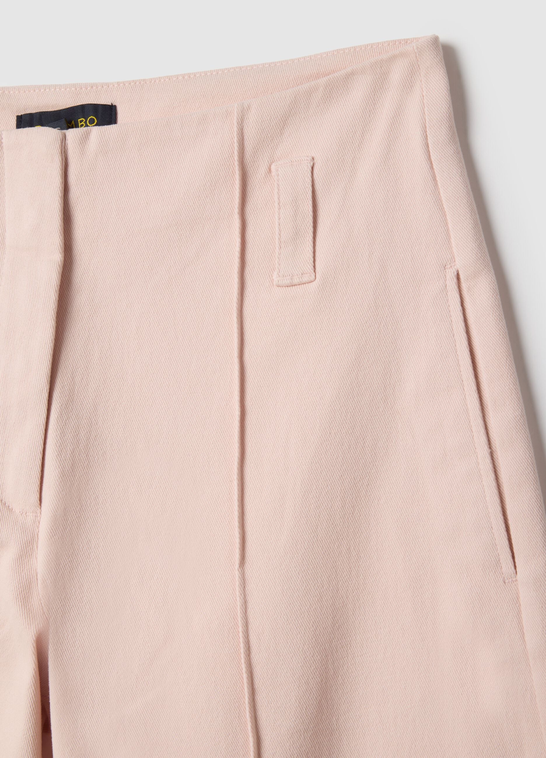 Straight Pink Trousers in Twill and Stretch Cotton