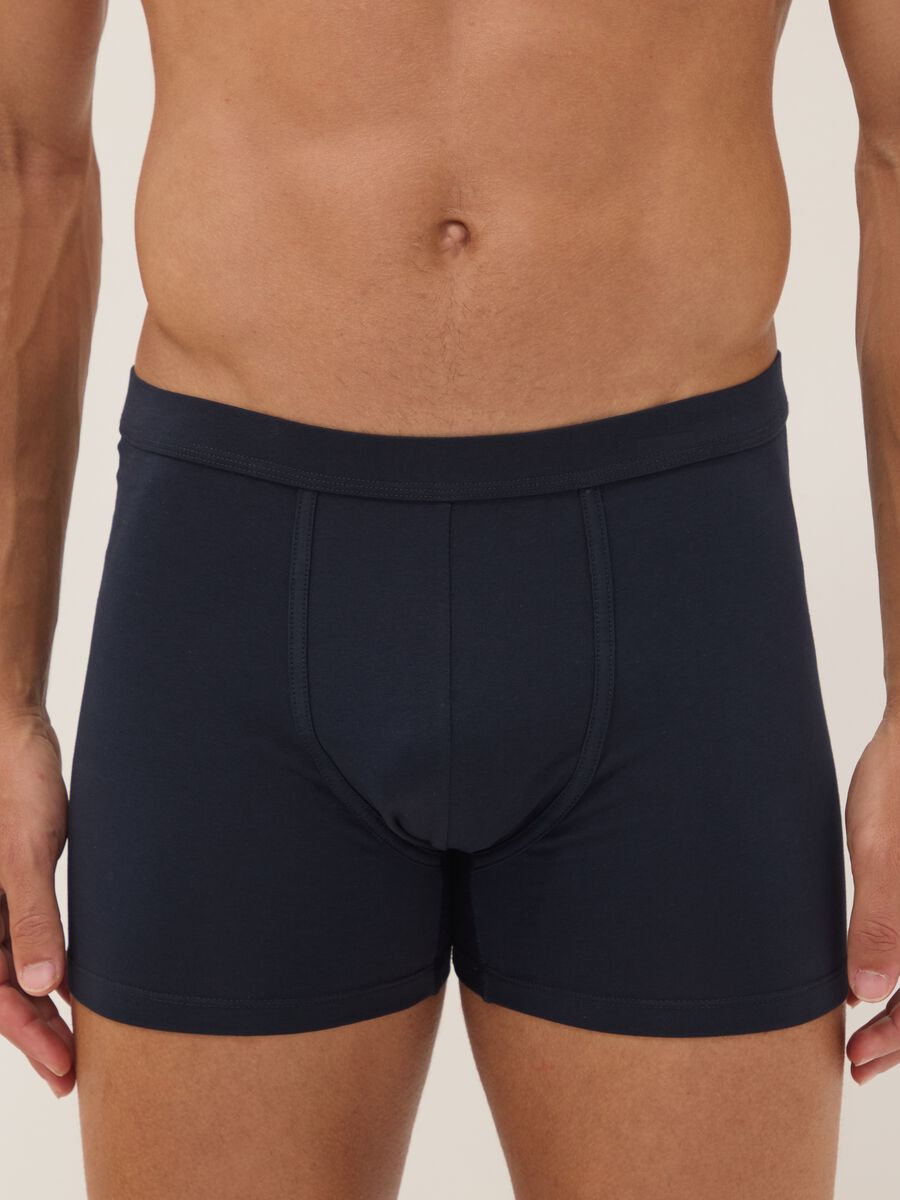 Bipack di boxer midi blu in cotone Supima elasticizzato_1