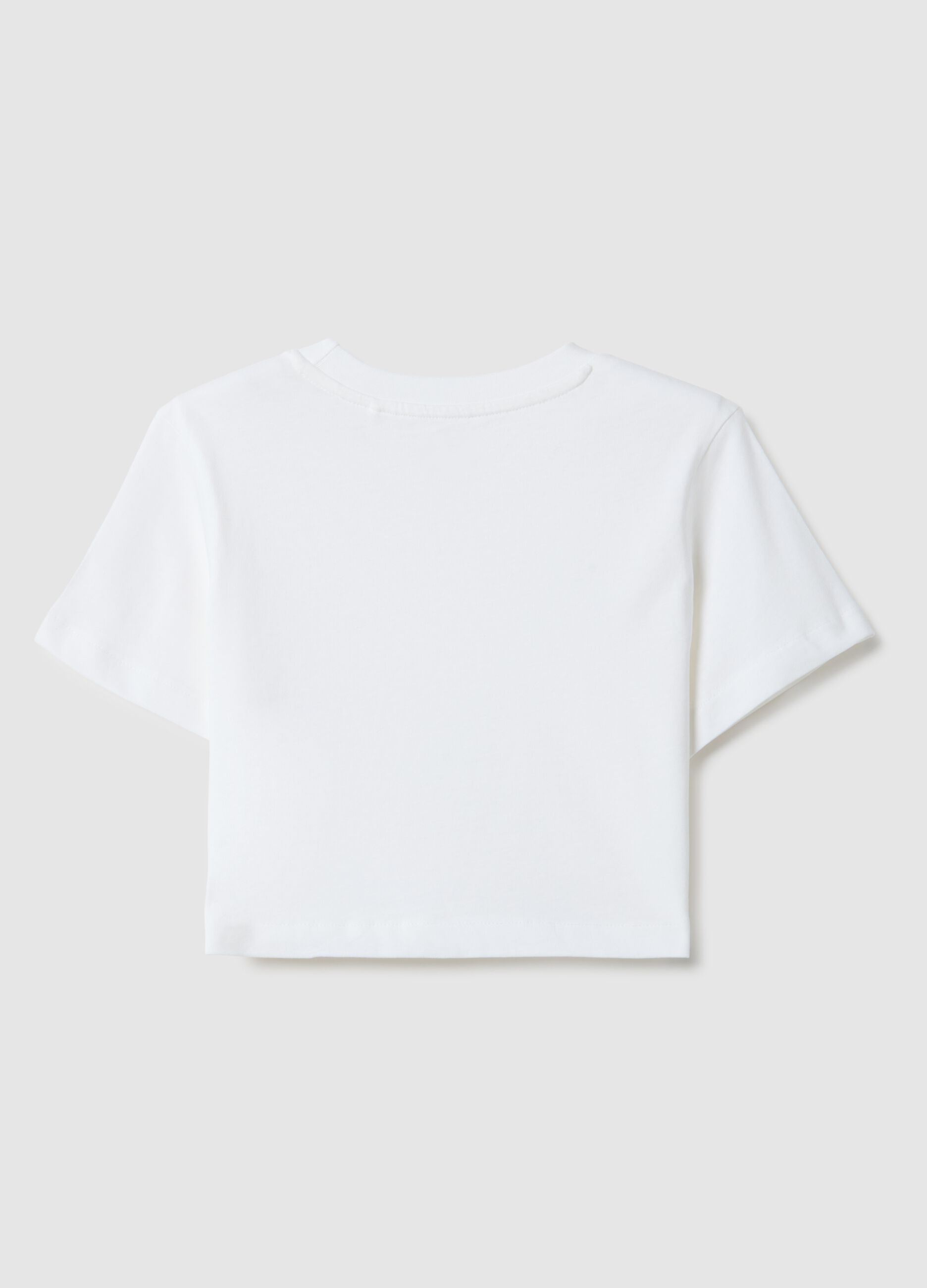 Girls' white pure cotton boxy fit T-shirt