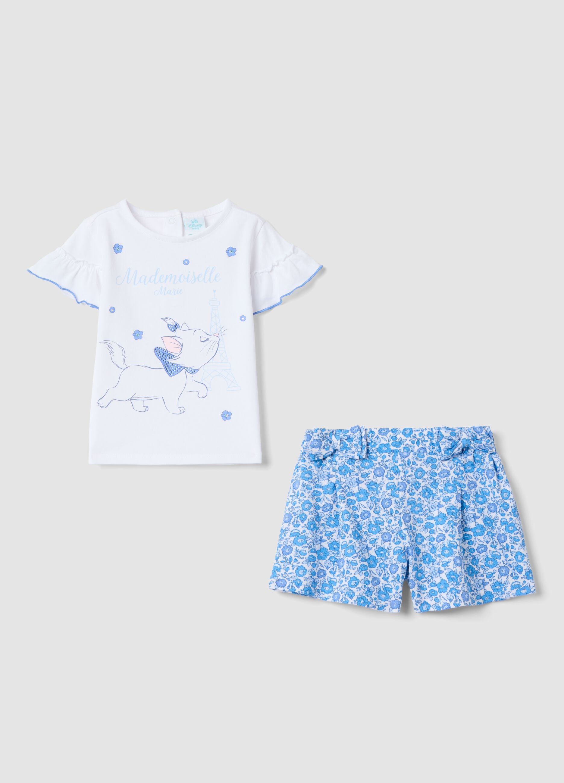 Girls&rsquo; multicolour stretch cotton set with The Aristocats print
