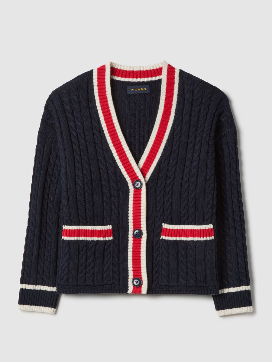 Multicolour pure cotton oversized cardigan with deep V-neck_4