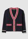 Multicolour pure cotton oversized cardigan with deep V-neck_4