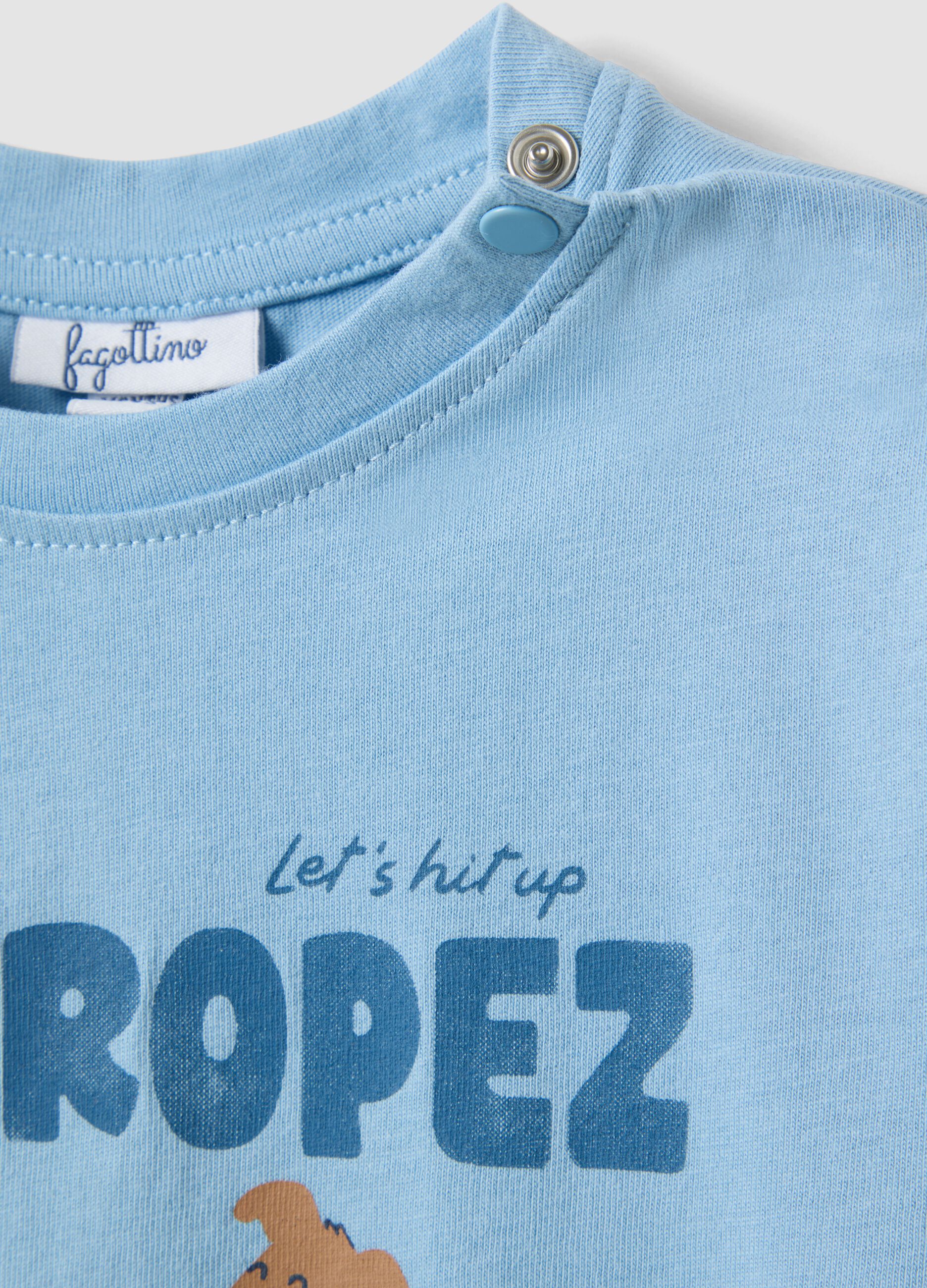 Light Blue Pure Cotton Boys&rsquo; Regular Fit T-shirt with Print