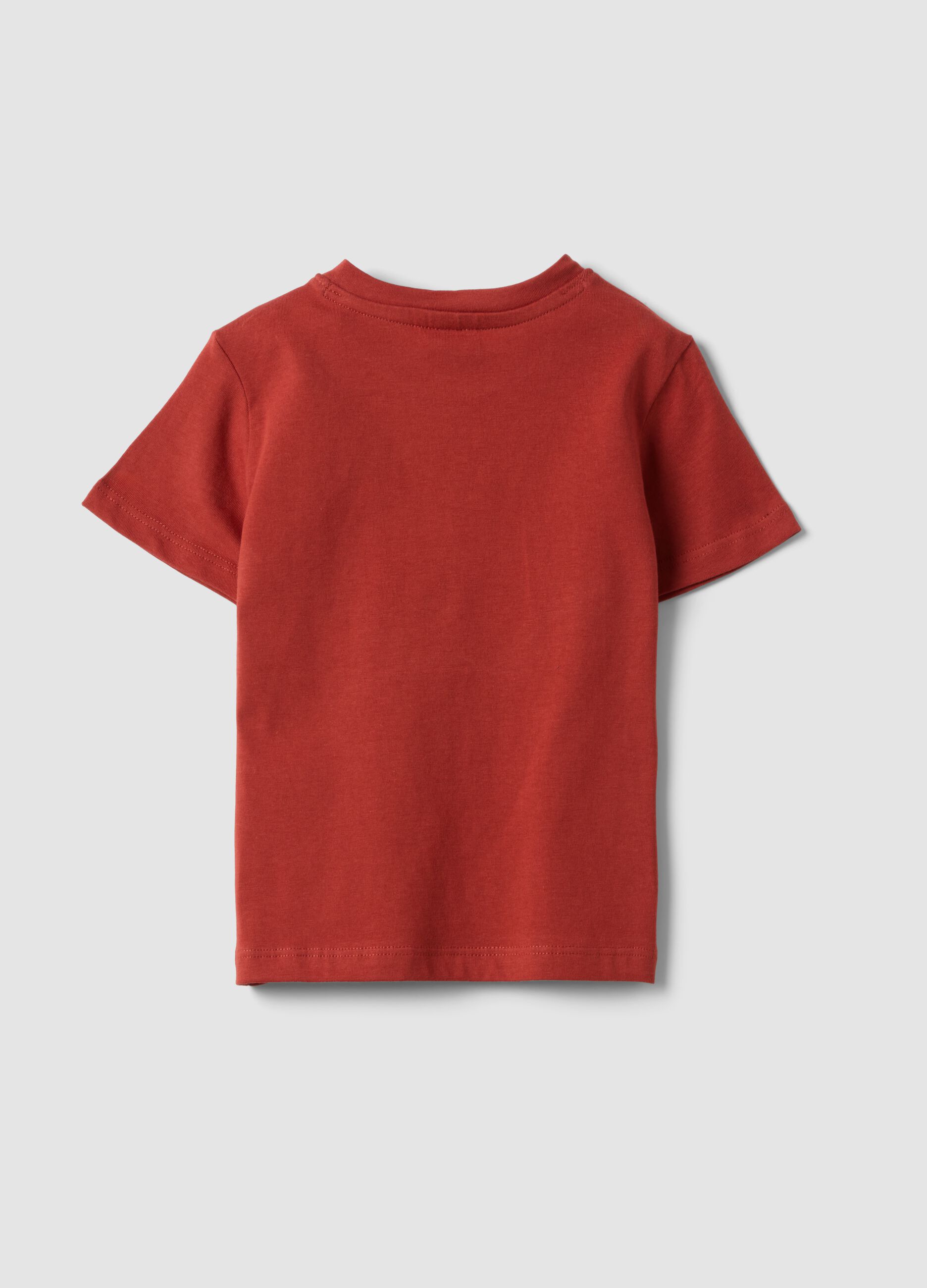 Red organic cotton T-shirt with print, regular fit for baby boy