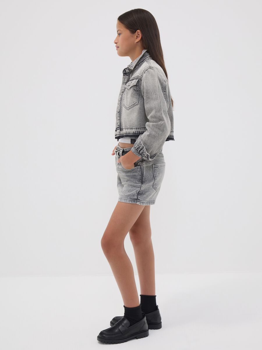 Girls&rsquo; grey stretch-cotton skort, regular fit_2