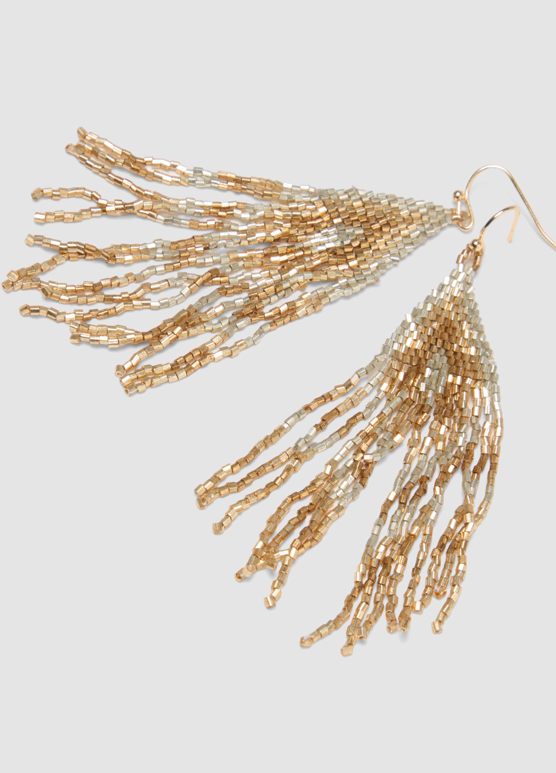 Dangling Earrings with Multicolour Glass Beads