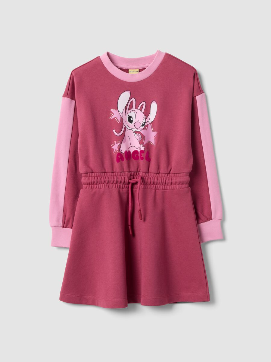 Girls&rsquo; pink cotton-blend dress with Lilo & Stitch print_0