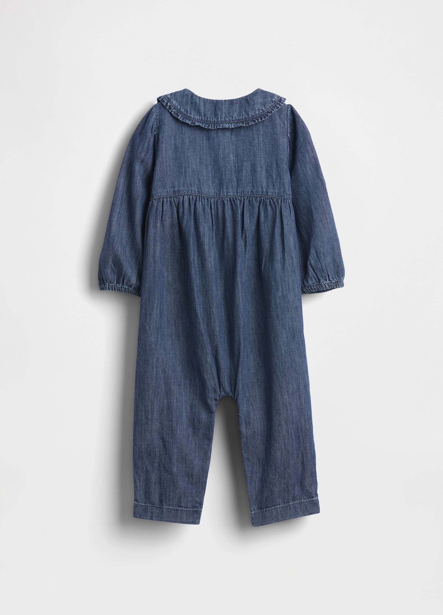 Blue denim baby romper