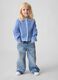 Blue pure cotton denim relaxed fit baby trousers with butterflies_0
