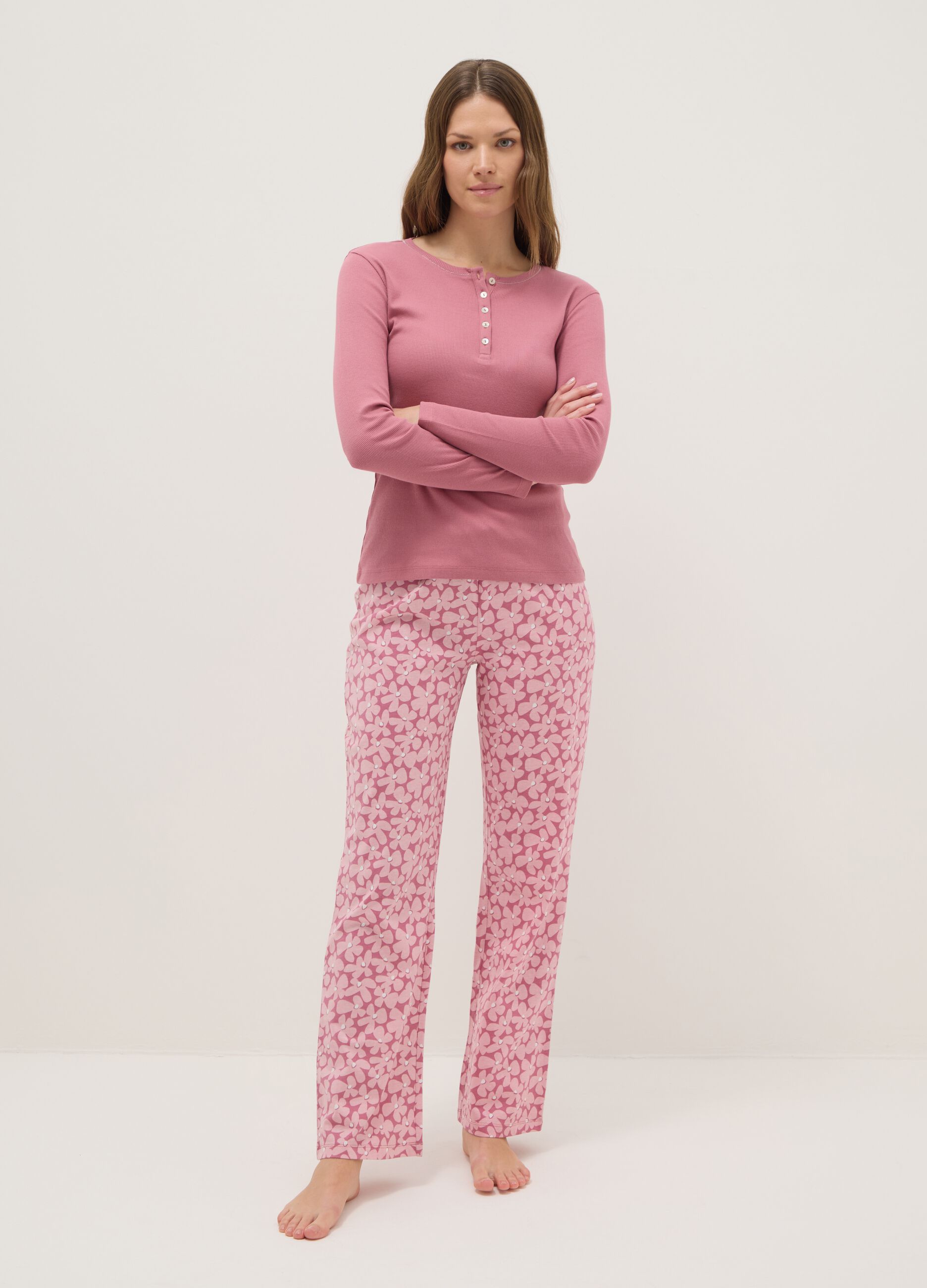 Multicolour Floral Pyjamas in Pure Cotton Regular Fit