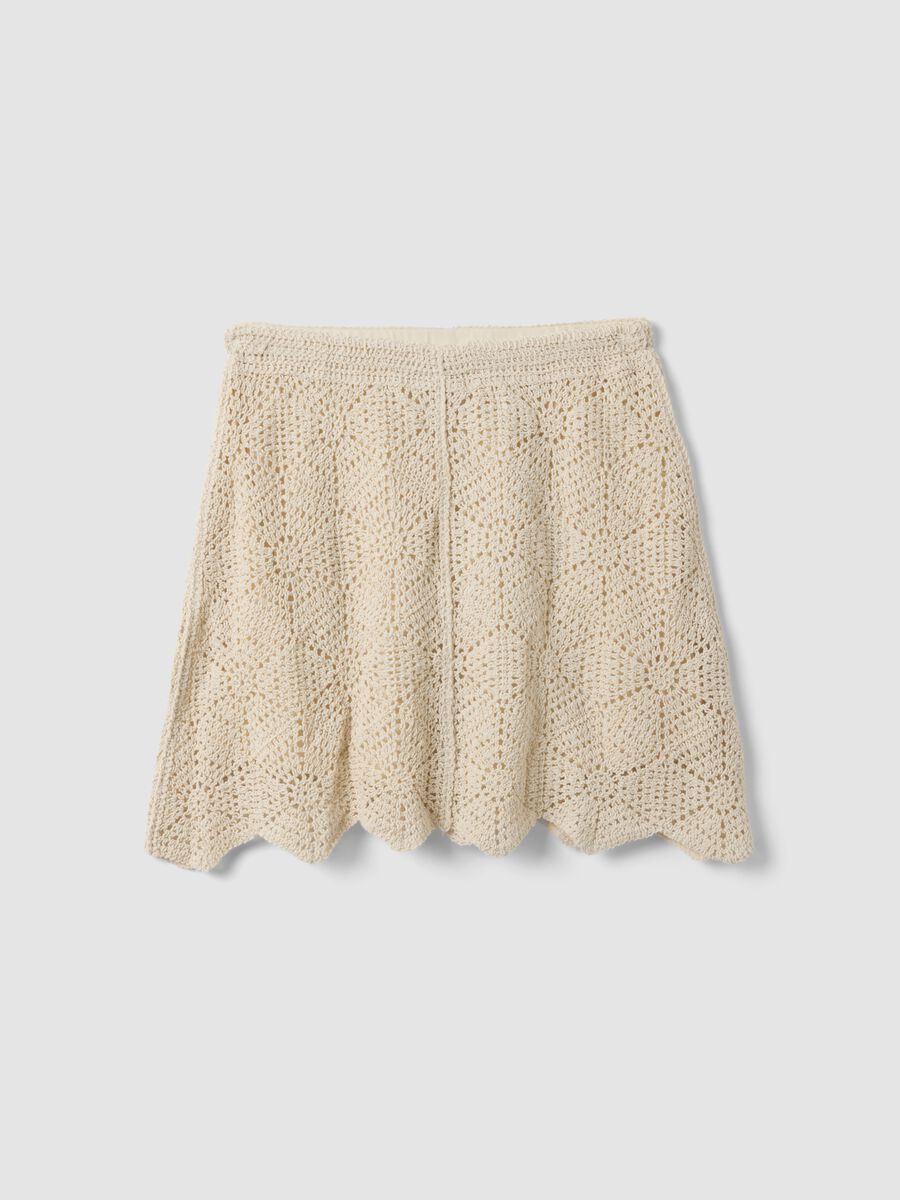 Beige crochet skirt in pure cotton, regular fit_4