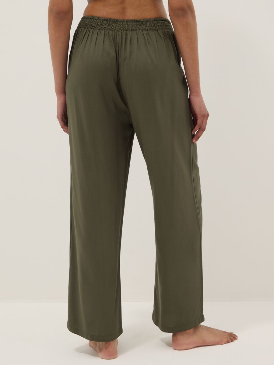 Green long pure viscose trousers_2
