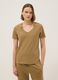 Brown pure cotton V-neck regular fit t-shirt_0