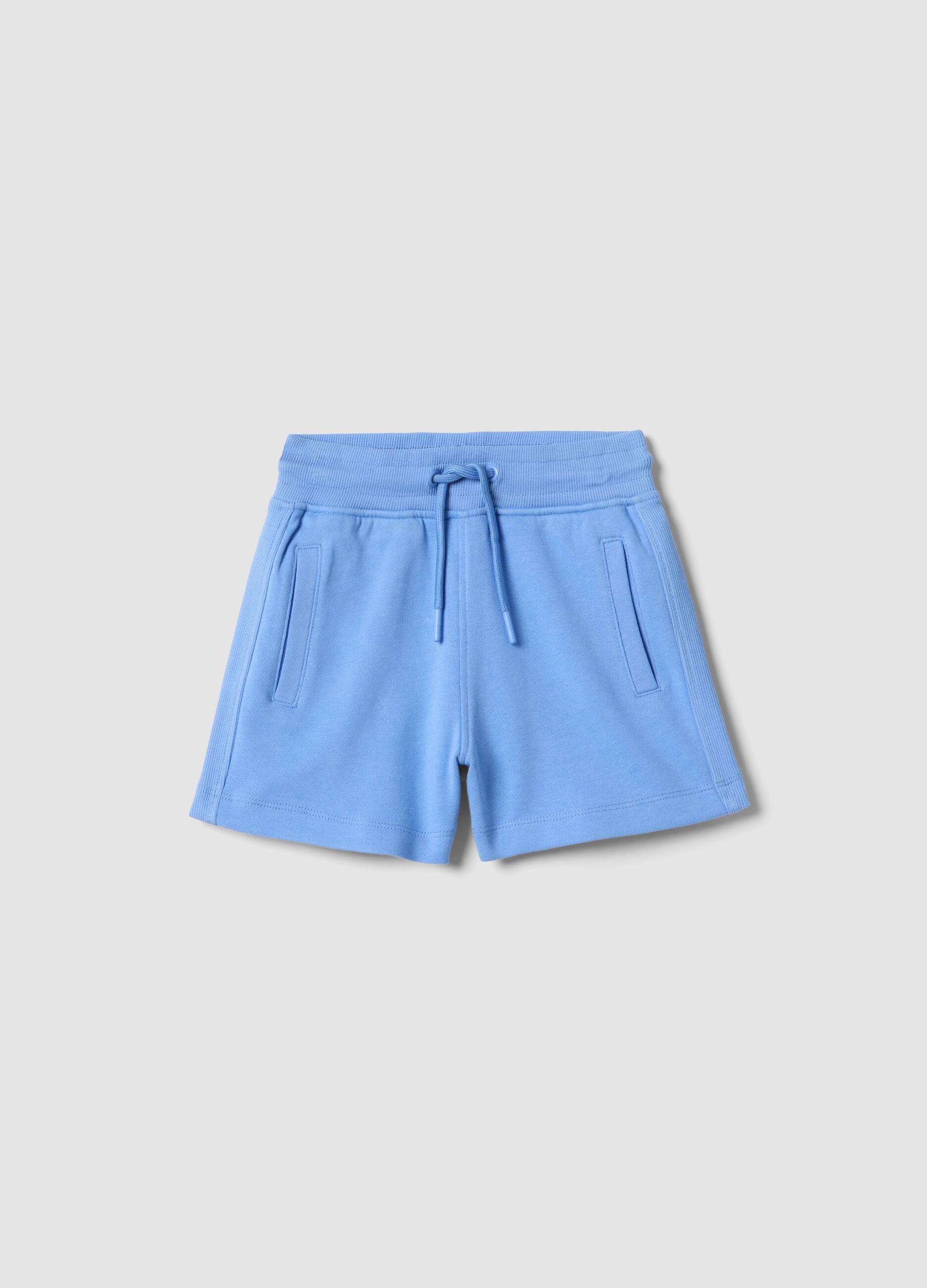 Girls&rsquo; light blue pure cotton shorts, regular fit