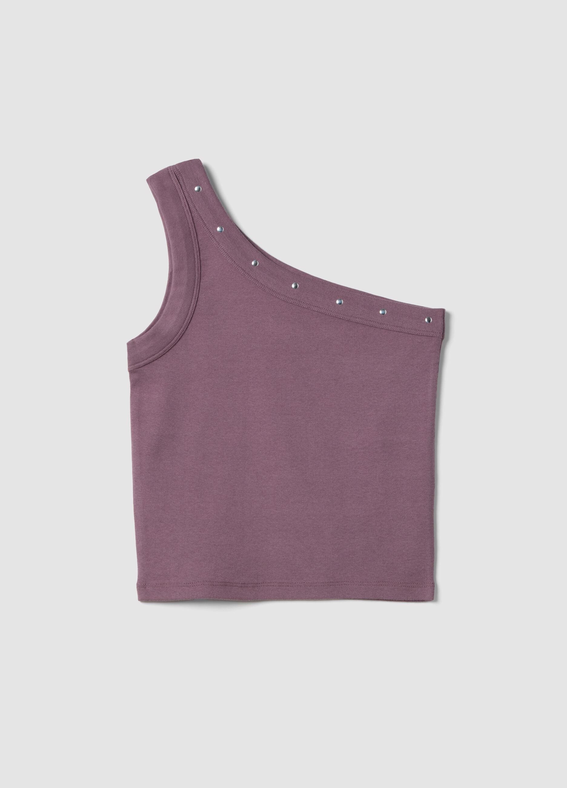 Fitted purple stretch cotton tank top for girls