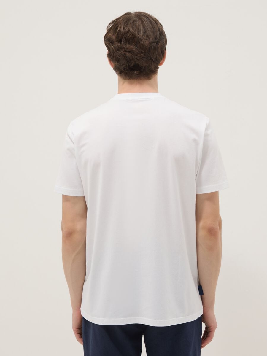 White pure cotton T-shirt with front print, regular fit_3
