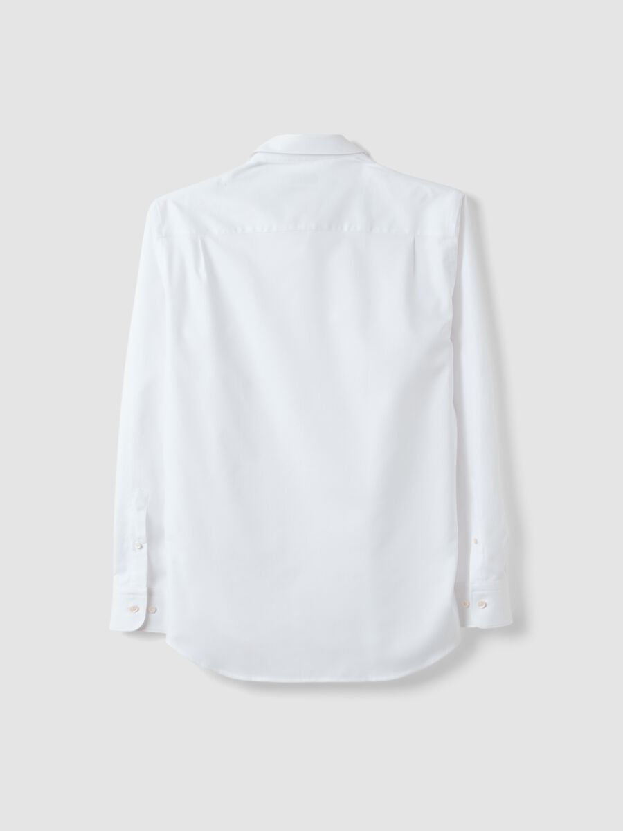 White pure compact cotton shirt with classic collar, regular fit_1