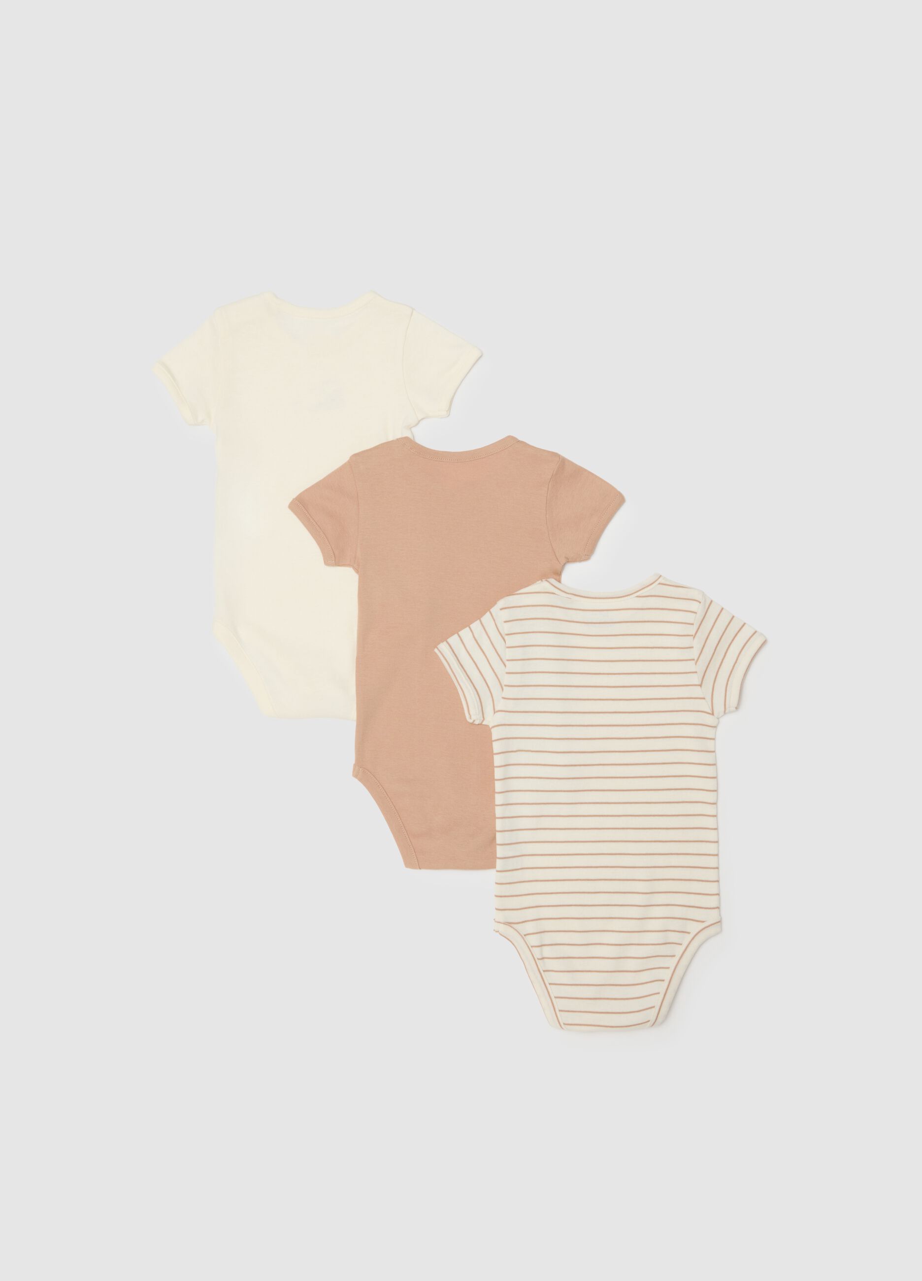 Newborn Short-Sleeved Multicolour Cotton Bodysuit Tripack