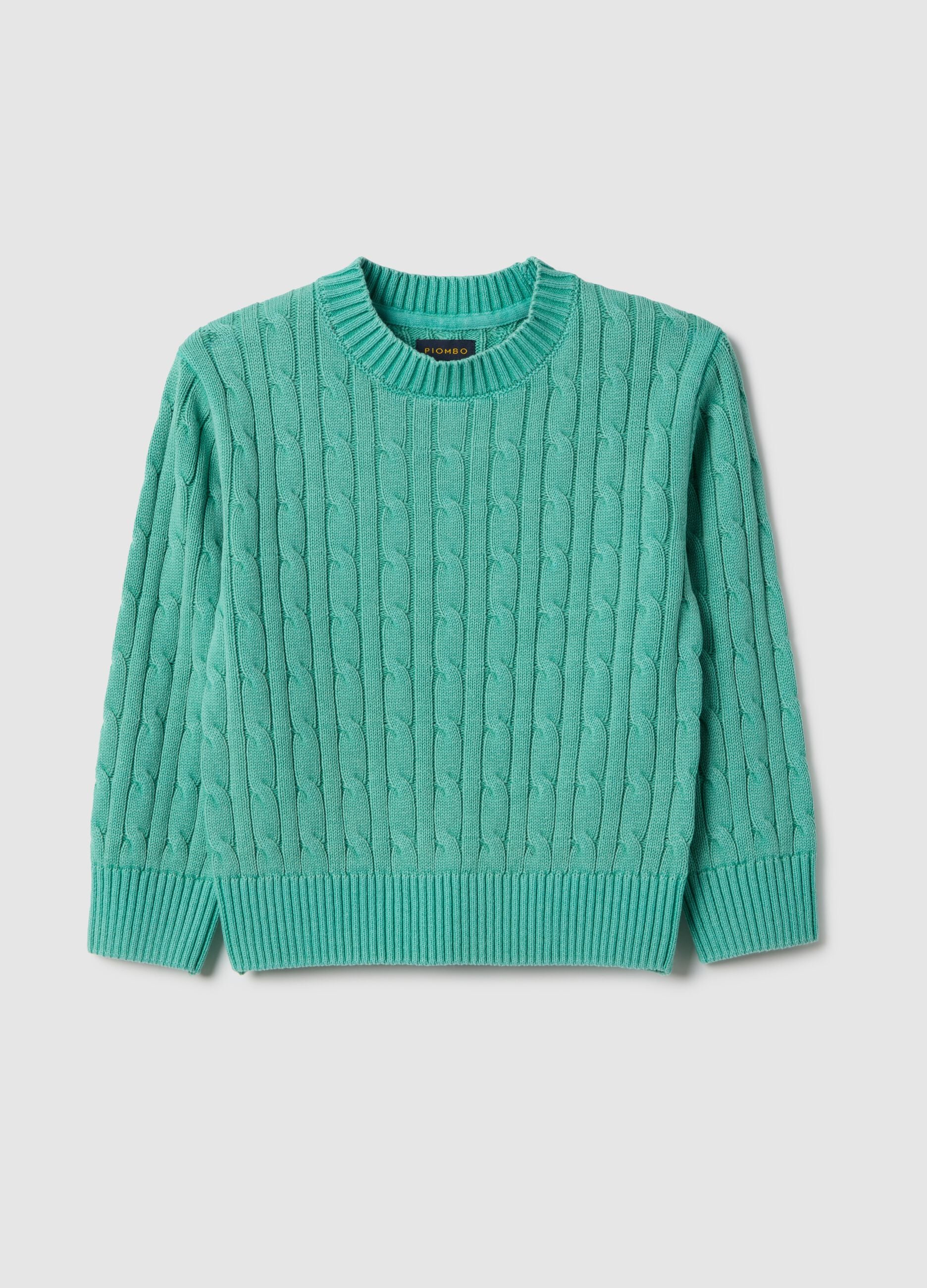Green pure cotton regular fit pullover for children