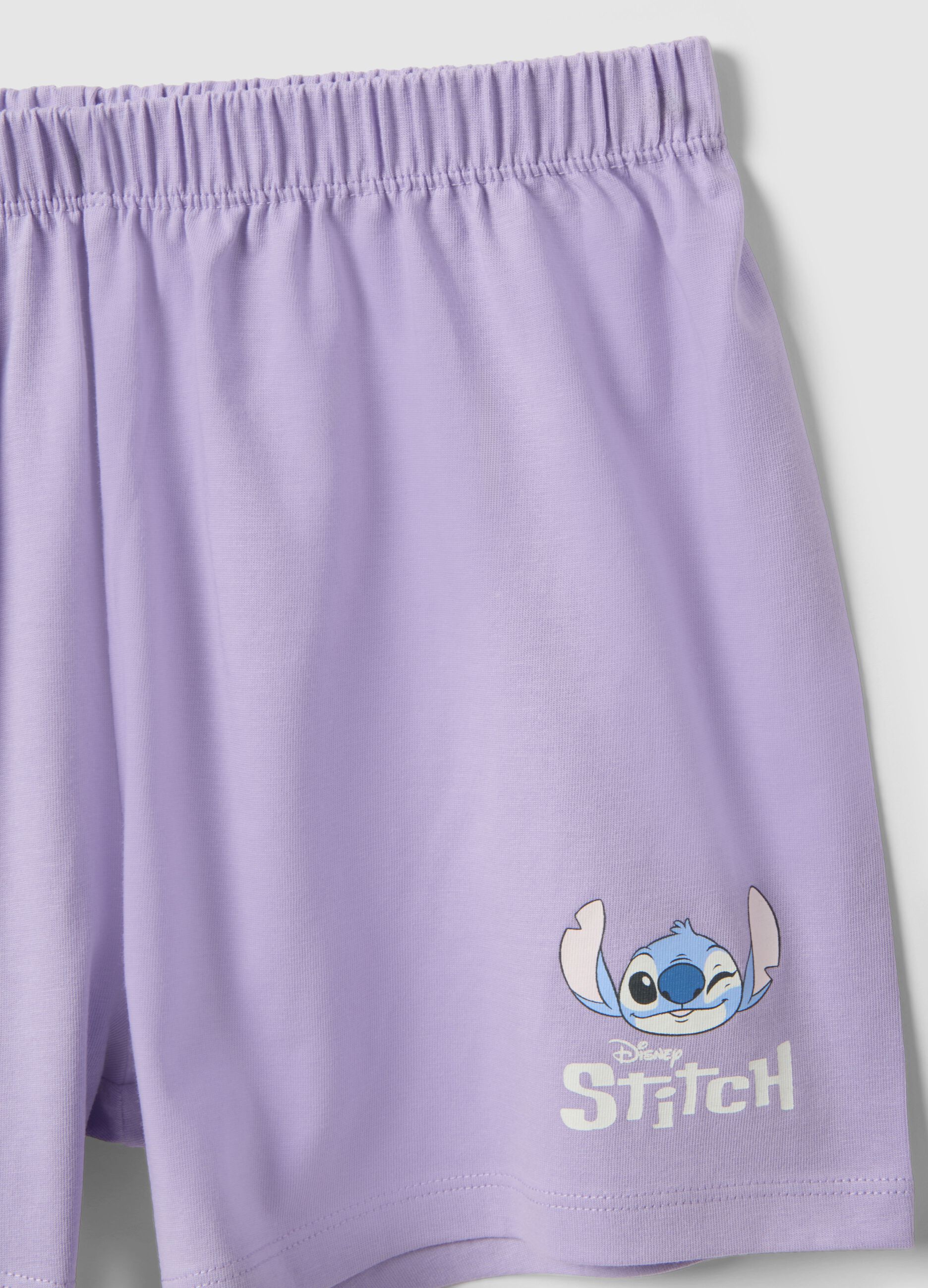 Girls' multicolour short pyjamas in pure cotton with Stitch