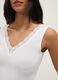 White stretch viscose vest top regular fit deep V with lace_3