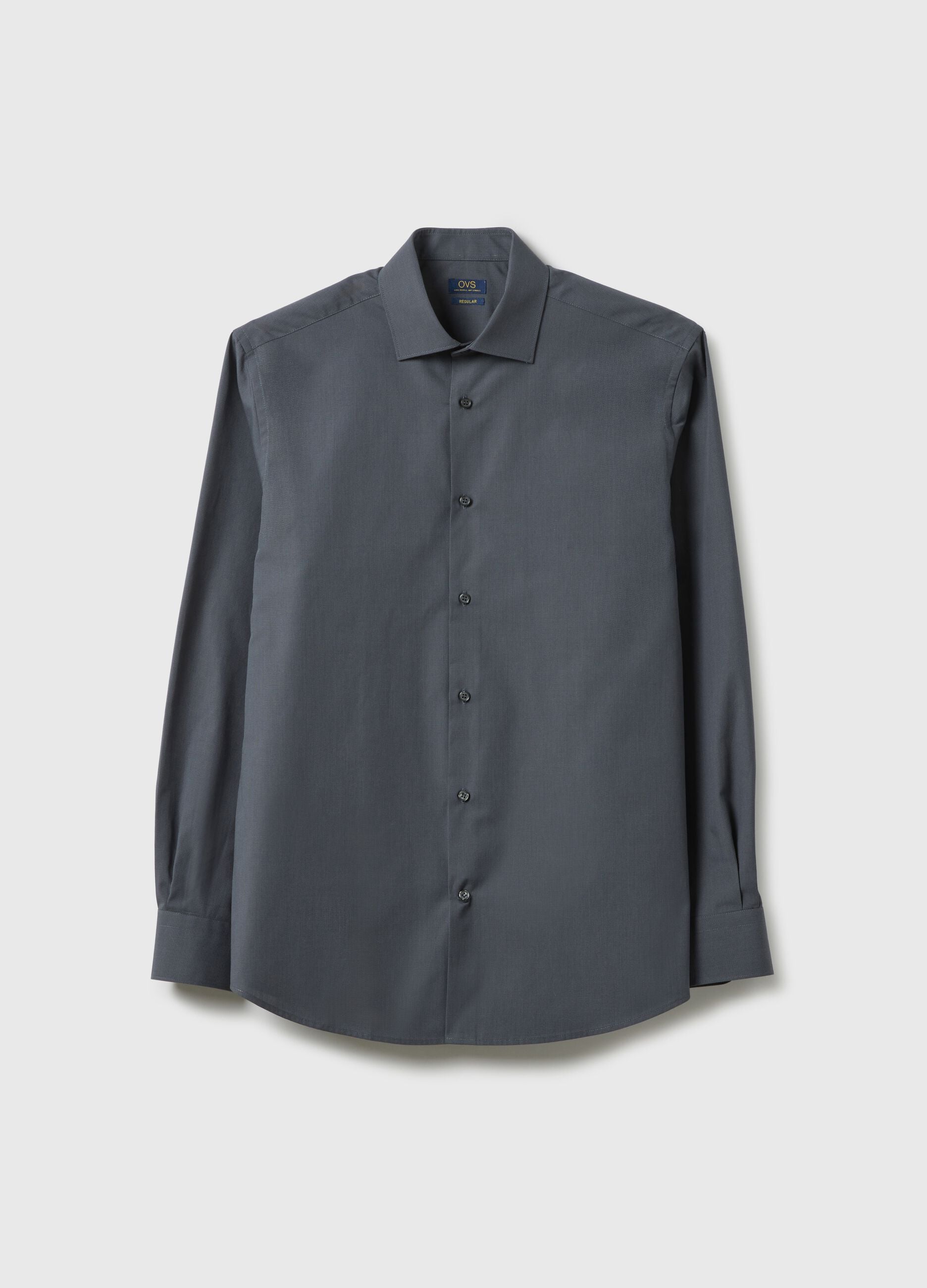 Grey pure cotton regular fit easy iron shirt