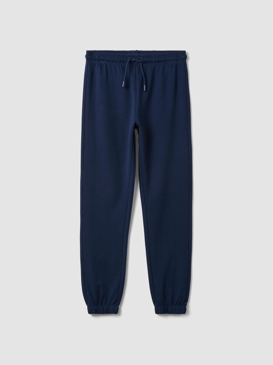 Blue regular-fit joggers in pure organic cotton for boys_3