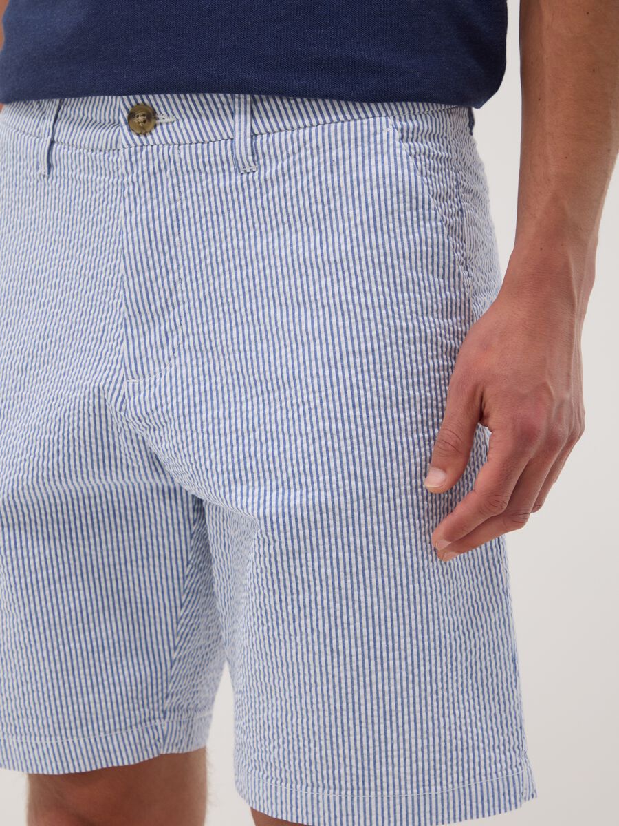 Blue striped stretch-cotton chino shorts, regular fit_3