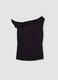 Black asymmetric one-shoulder stretch viscose slim-fit top_0