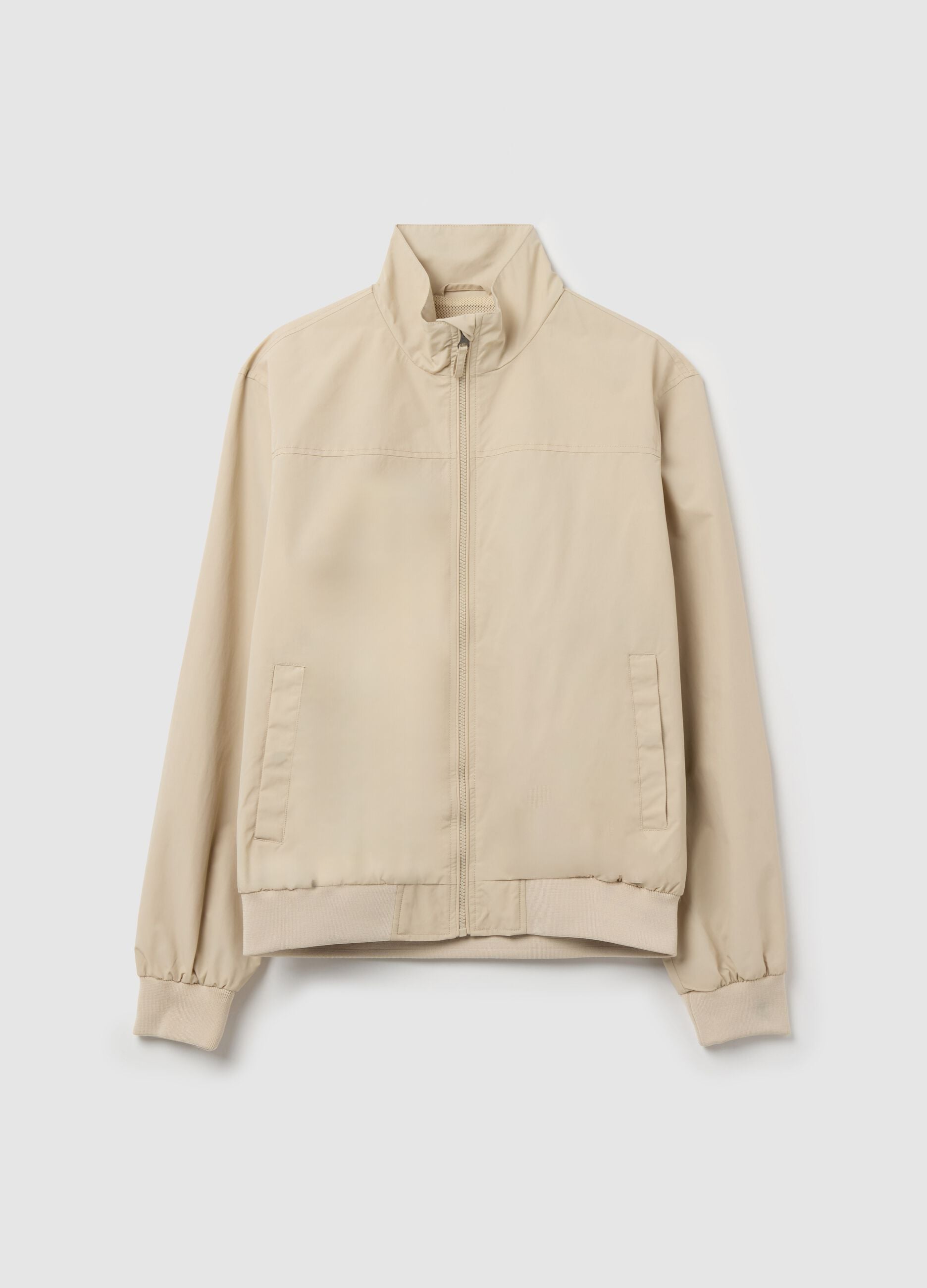 Full-zip bomber jacket with high neck