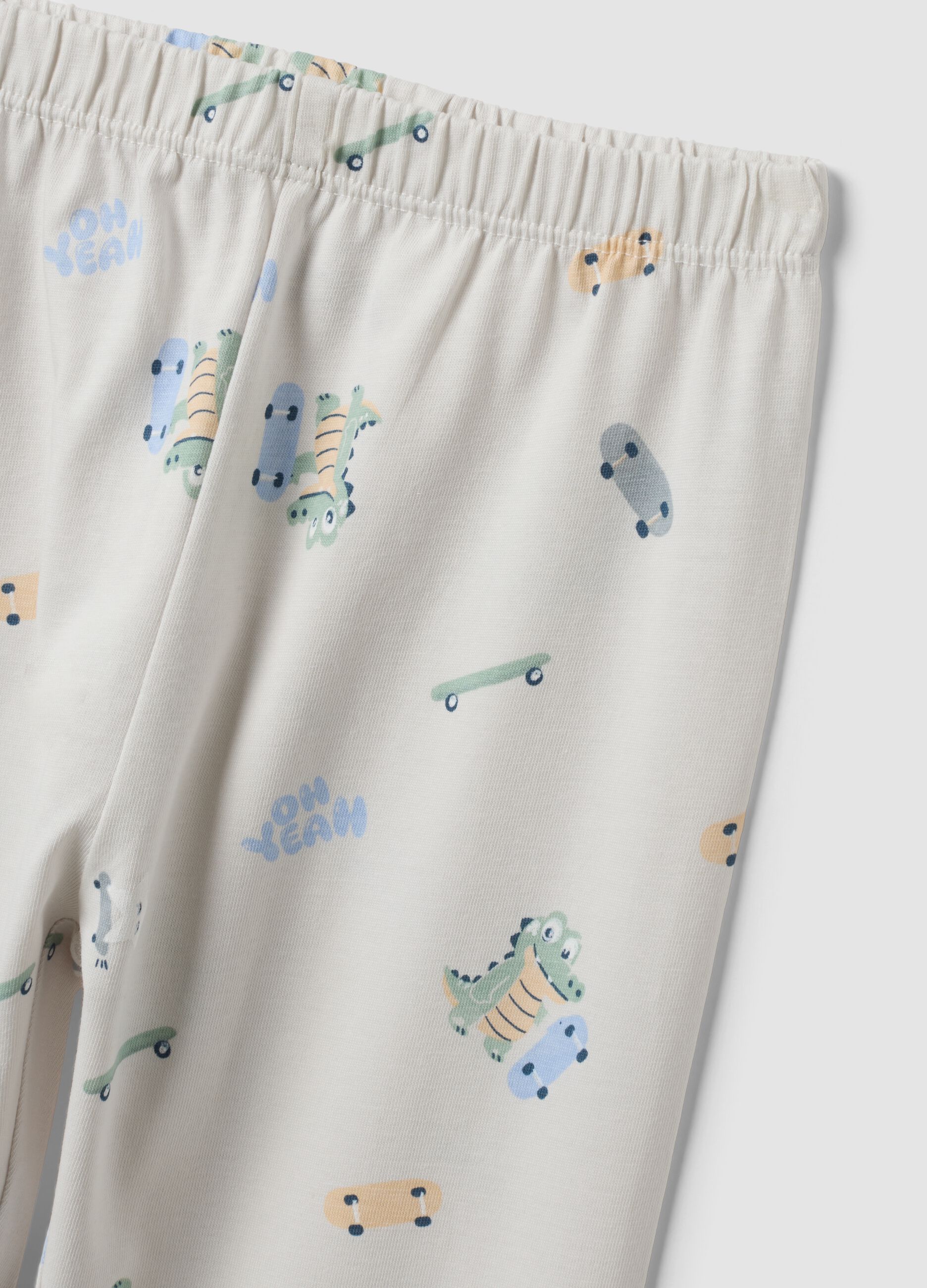 Grey organic cotton jersey pyjamas with crocodile print