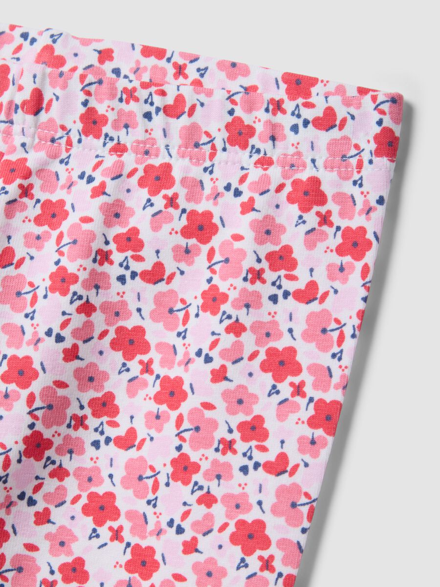 Slim cotton leggings for girls in multicolour with flowers_2