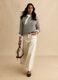 Long beige regular fit pure cotton denim skirt_0